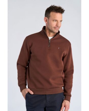 Rød Bison Sweatee Shirt Med Halv Lynlås Mørk Bordeaux Til Herre - Bison Shirt  - 5715651869832