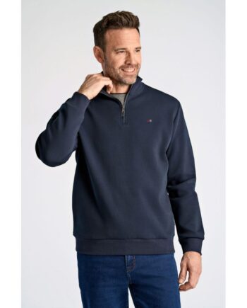 Navy Bison Sweatee Shirt Med Halv Lynlås Til Herre - Bison Shirt  - 5715651869979