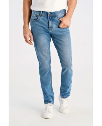 Blå Bison Tapered Fit Superflex Jeans Lys Denim Til Herre - Bison Jeans  - 5714396912759
