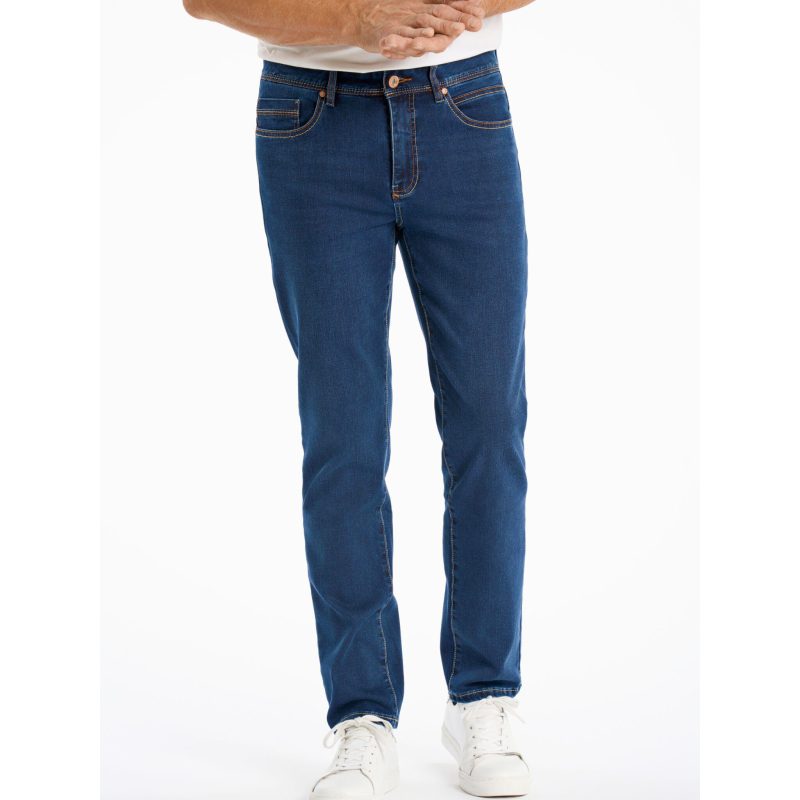 Blå Bison Tapered Fit Superflex Jeans Med Lommer Rain Blue Til Herre - Bison Jeans - 5714399011466