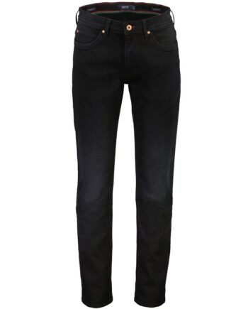 Sort Bison Tapered Fit Superflex Jeans Med Lommer Black Wash Til Herre - Bison Jeans  - 5714398519079