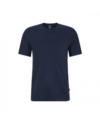 Mørkeblå Boss Kortærmet Merceriseret Tee Shirt Til Herre Slim Fit - Boss Shirt