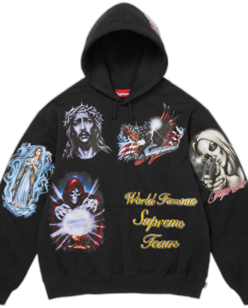 Sort Supreme Stickers Hooded Sweatee Shirt Black - Supreme Shirt  - None