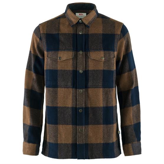 Fjallraven Canada Shirt Mens Chestnut Dark Navy - Fjällräven Shirt  - 7323450648169