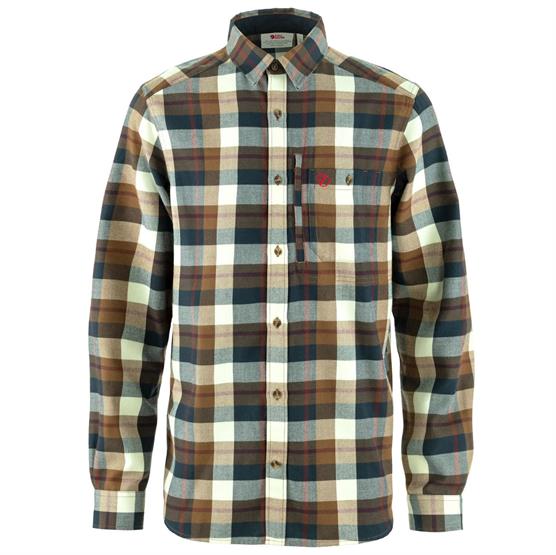 Hvid Fjallraven Fjallglim Shirt Mens Wood Brown Chalk White - Fjällräven Shirt  - 7323451110573