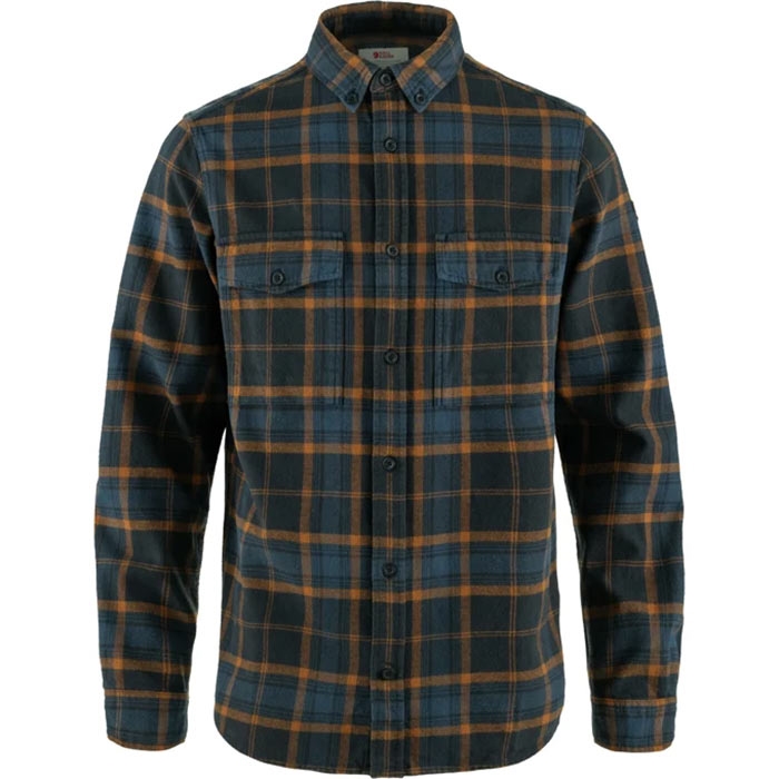 Mørkeblå Fjallraven Vik Twill Shirt Herre Mænd Dark Navy Chestnut Skjorter - Fjällräven Shirt  - 7323451062674