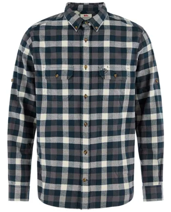 Hvid Fjallraven Skog Relaxed Shirt Herre Mænd Dark Navy Chalk White 2xl Skjorter - Fjällräven Shirt  - 7323451200090