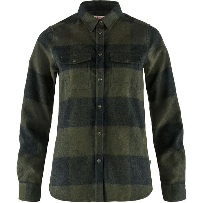 Grøn Fjallraven Canada Shirt Kvinder Damer Deep Forest Dark Grey 2xl Fleecejakker Softshell - Fjällräven Shirt  - 7323450801922