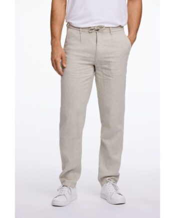 Beige Lindbergh Relaxed Fit Hørbukser Lys Stone Til Herre - Lindbergh Jeans  - 5715778107763