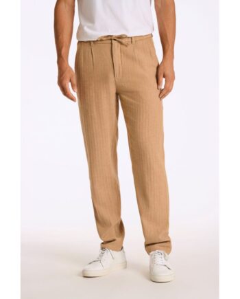 Beige Lindbergh Relaxed Fit Hørbukser Sand Til Herre - Lindbergh Jeans  - 5715651041627