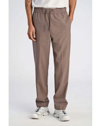 Beige Lindbergh Relaxed Fit Superflex Bukser Mørk Sand Meleret Til Herre - Lindbergh Jeans  - 5714399603982