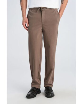 Beige Lindbergh Relaxed Fit Superflex Performance Bukser Mørk Stone Meleret Til Herre - Lindbergh Jeans  - 5715891092663