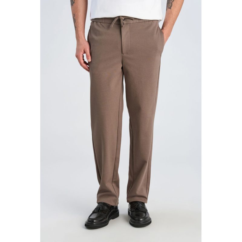 Beige Lindbergh Relaxed Fit Superflex Performance Bukser Mørk Stone Meleret Til Herre - Lindbergh Jeans - 5715891092663