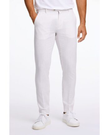 Hvid Lindbergh Slim Fit Bukser Med Hør Til Herre - Lindbergh Jeans  - 5715778312433