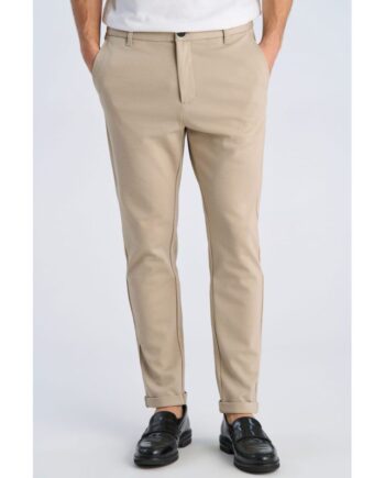 Beige Lindbergh Slim Fit Superflex Cropped Performance Bukser Lys Stone Til Herre - Lindbergh Jeans  - 5715778962089