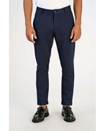 Navy Lindbergh Slim Fit Superflex Cropped Strikkede Performance Bukser Meleret Til Herre Model 01007a - Lindbergh Jeans  - 5714391387781