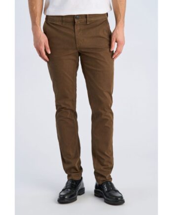 Brun Lindbergh Slim Fit Superflex Printede Strukturerede Chinos Til Herre - Lindbergh Jeans  - 5715778217585