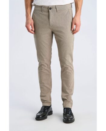 Beige Lindbergh Slim Fit Superflex Printede Strukturerede Chinos Sand Til Herre - Lindbergh Jeans  - 5714397107000