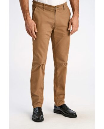 Beige Lindbergh Tapered Fit Superflex Chinos Mørk Sand Til Herre - Lindbergh Jeans  - 5715651086864