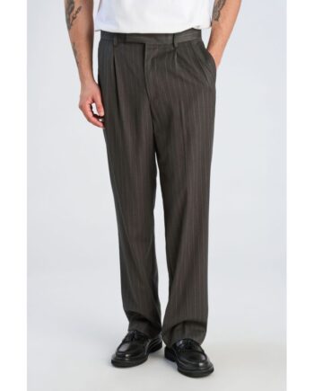 Grå Lindbergh Wide Fit Superflex Stribede Klassiske Bukser Mørke Meleret Til Herre - Lindbergh Jeans  - 5715891132734