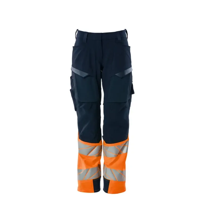 Mascot Accelerate Safe Bukser Med Knælommer 19178 511 Dame Mørk Marine Vis Orange - Mascot Jeans  - 5711074825462