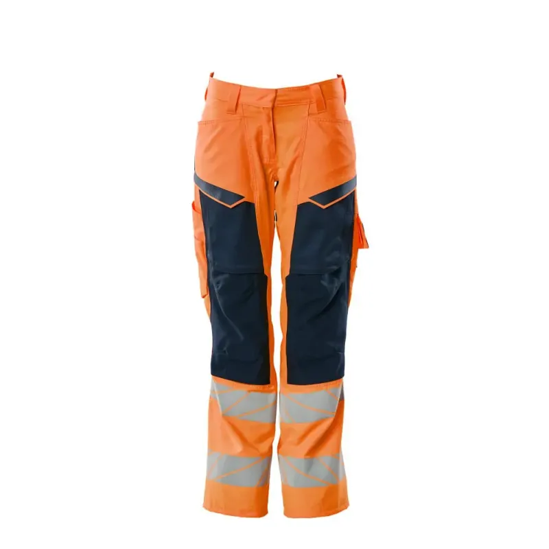 Mascot Accelerate Safe Bukser Med Knælommer 19578 236 Dame Vis Orange Mørk Marine - Mascot Jeans  - 5711074826964