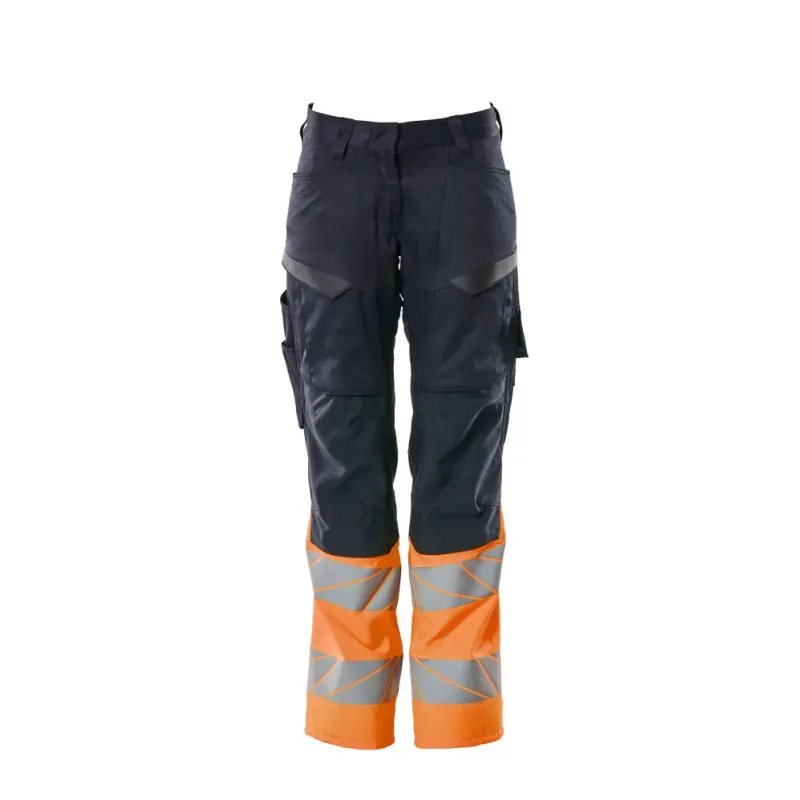 Mascot Accelerate Safe Bukser Med Knælommer 19678 236 Dame Mørk Marine Vis Orange - Mascot Jeans  - 5711074828210