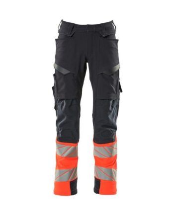 Mascotaccelerate Safe Bukser Knælommer Full Stretch 19179 511 10222 Mørk Marine Vis Rød - Mascot Jeans  - 5711074801213