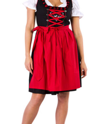 Str. 36 Klassisk Dirndl Rød Sort Str - Festkassen Jeans  - 8718858221189