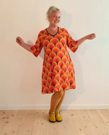 Orange Tulla Kjole Retro Rainbow - Amamiko Jeans