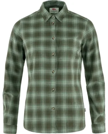 Grøn Fjallraven Vik Flannel Shirt Woman Deep Forest Patina Green 2xl Skjorter - Fjällräven Shirt  - 7323450802004