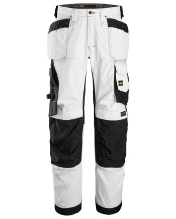 Hvid Snickers Bukser Stretch Med Hylsterlommer Lose Fit Sort 6251 - Snickers Jeans  - 7332515576200