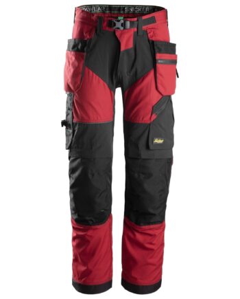 Snickers Flexiwork Bukser Med Hylsterlommer Chilirød Sort6902 - Snickers Jeans  - 7332515173478
