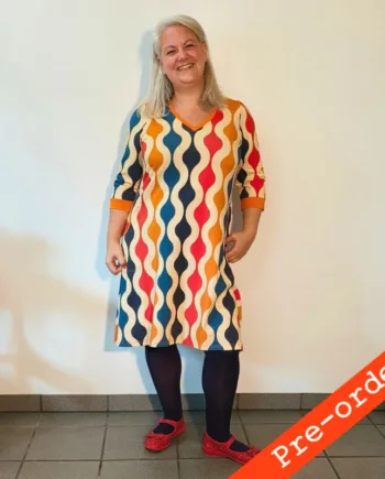 Orange Tulla Kjole Wavy Lines - Amamiko Jeans
