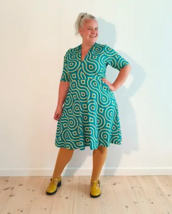 Blå Takasaki Kjole Turquoise Swirls - Amamiko Jeans