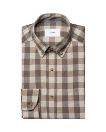 S Block Check Flannel Hirt - Eton Shirt  - 7313584711488
